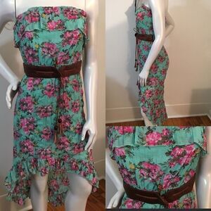 Rue21 Chiffon over poly pleated ruffle hi lo dress